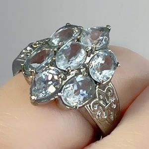 #03 Sky Blue Topaz Gemstone Ring in Stainless Steel 316L SS . Size: 5 3/4